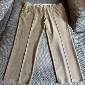 Haggar Men's Khaki Chino Pants 44x30‎ Brown Classic Fit Casual Trousers Dress